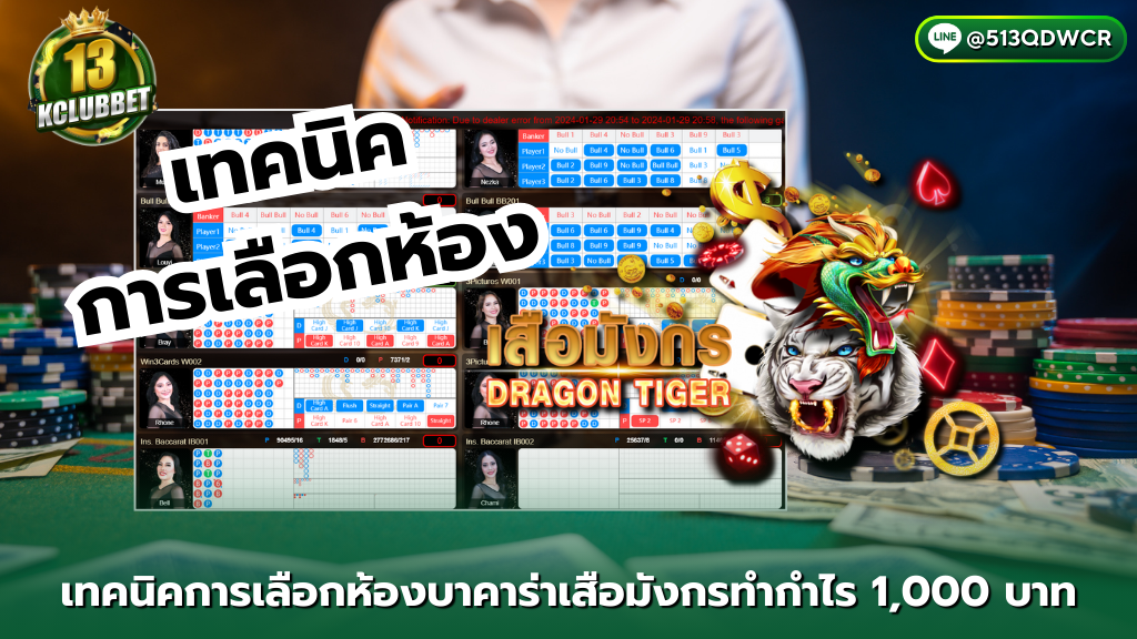 บาคาร่า - 13kclubbet เทคนิคการเลือห้องเล่นบาคาร่าเสือมังกรทำกำไร 1,000 บาท